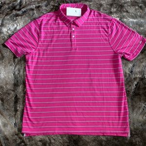 Nike Golf polo pink striped mens XL shirt Dri-fit Easter Spring  NWT $85